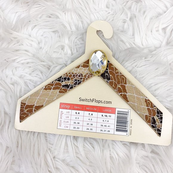 Lindsay Phillips Switch Flops Strap Taryn Brown Gold Rhinestone Small NEW - Picture 2 of 2
